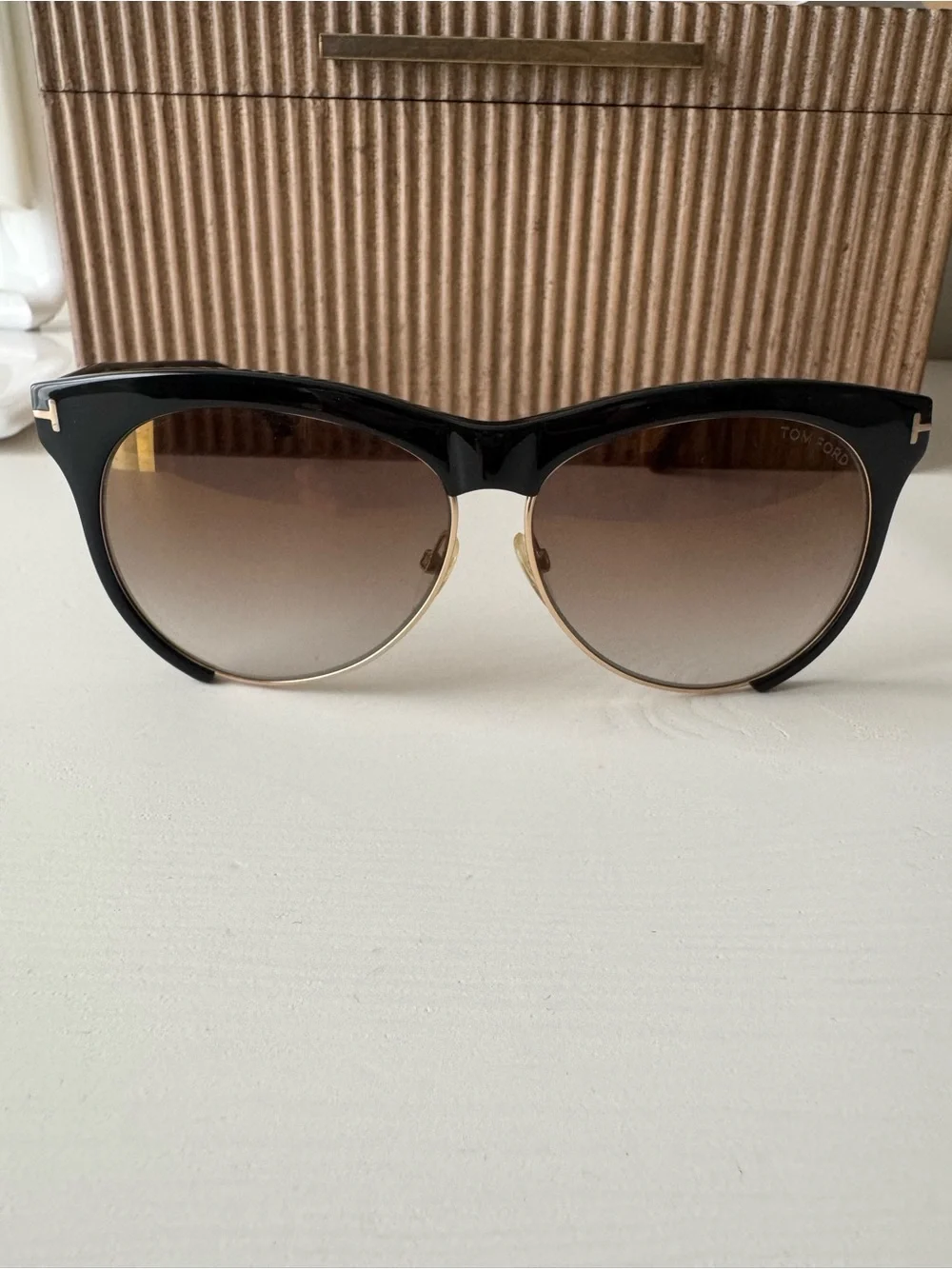 Tom Ford Black and Brown Gradient Half-Rim Sunglasses